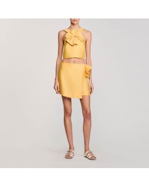 Sandro Ruffled Crop Top - Yellow
