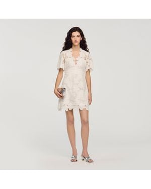 Sandro Flower Print Short Dress - Natural
