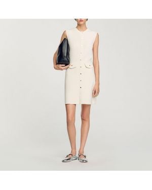Sandro Rib Knit Mini Dress - Natural