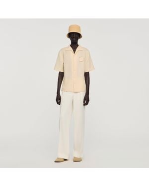 Sandro Loose-Fit Floral Crochet Shirt - Natural