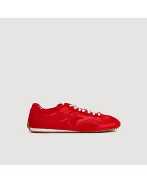 Sandro Mixed-Material Light Wave Sneakers - Red