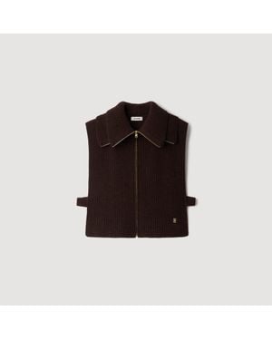 Sandro Zipped Trucker Collar - Black