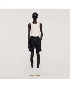 Sandro Cotton Shorts With Elastic Waist - Black