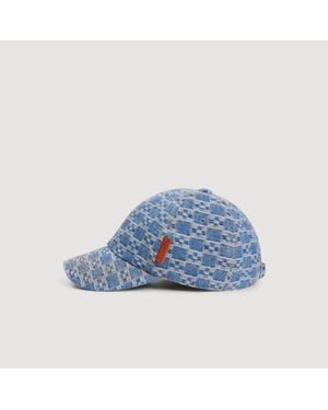 Sandro Denim Cap With Cross Motif - Blue