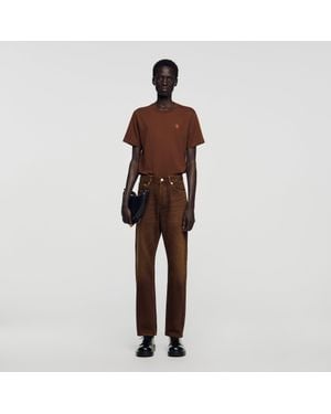 Sandro Regular Washed-Effect Jeans - Brown