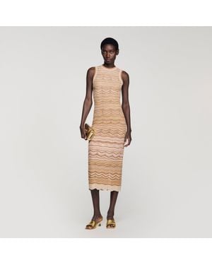 Sandro Fancy Knit Maxi Dress - Natural