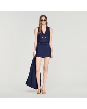 Sandro Striped Sequin Skort - Blue