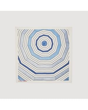 Sandro Striped Silk Scarf - Blue