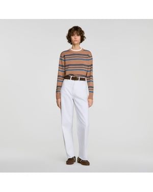 Sandro Layered Effect Striped Sweater - White