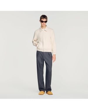 Sandro Cotton Zip-Up Jacket - Blue