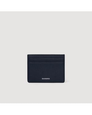 Sandro Grained Leather Card Holder - Blue