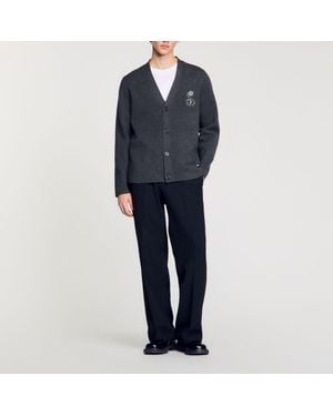 Sandro Cardigan With Snake Detail - Blue