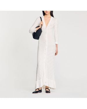 Sandro Maxi Dress With Pearl Details - White