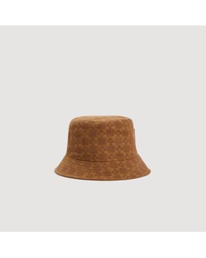 Sandro Denim Bucket Hat With Patch - Brown