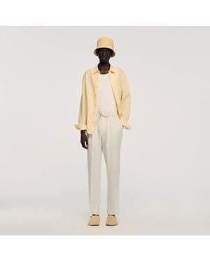Sandro Elasticated Linen Pants - Natural