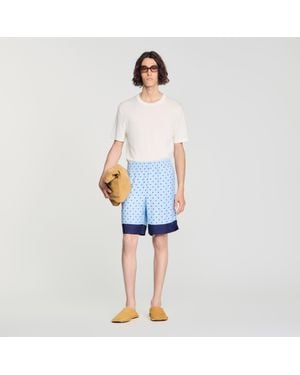 Sandro Square Cross Patterned Shorts - Blue