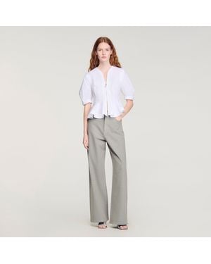 Sandro Zipped Peplum Shirt - White