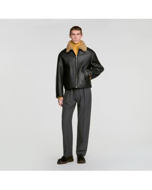Sandro Shearling Jacket - Black