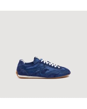 Sandro Mixed Material Light Wave Sneakers - Blue
