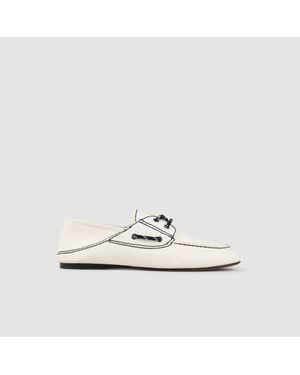 Sandro Leather Boat Shoe Loafers - White