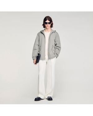 Sandro Technical Hooded Zip-Up Jacket - White