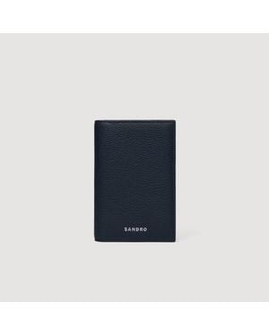 Sandro Grained Leather Folding Card Holder - Blue