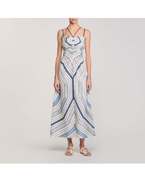 Sandro Spiral-Motif Maxi Dress - Blue