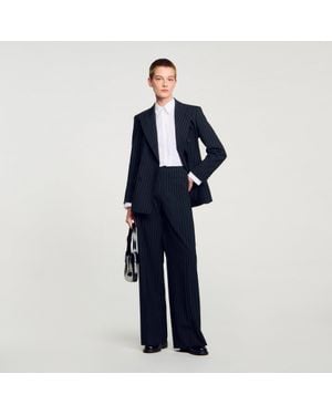 Sandro Striped Suit Jacket - Blue