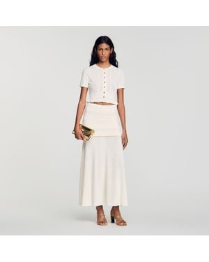 Sandro Pointelle Knit Top - Natural