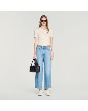 Sandro Ruffled Rib Knit Shirt - Blue