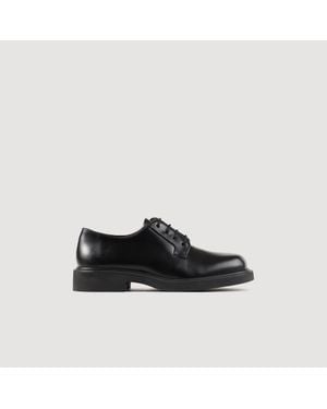 Sandro Square-Toe Lace-Up Leather Derby Shoes - Black