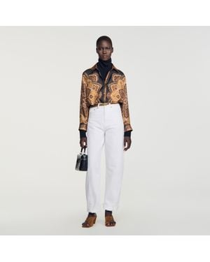 Sandro Scarf Print Silk Shirt - White