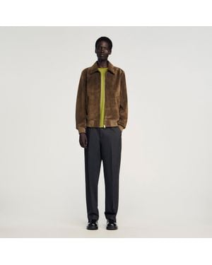 Sandro Quilted Zip Jacket - Gray