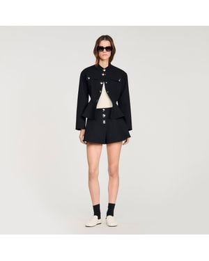 Sandro Press-Stud Flared Shorts - Black