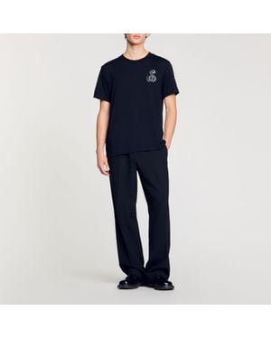 Sandro T-Shirt With Snake Detail - Blue
