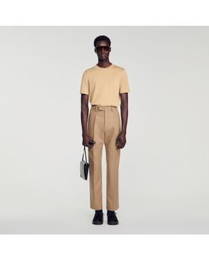 Sandro Wide-Leg Wool Suit Pants - Natural
