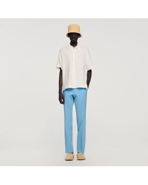 Sandro Square Cross Cotton Jacquard Shirt - Blue