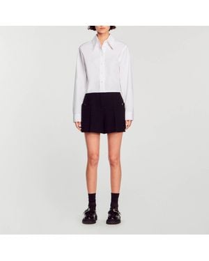 Sandro Tweed High-Waisted Shorts - Black