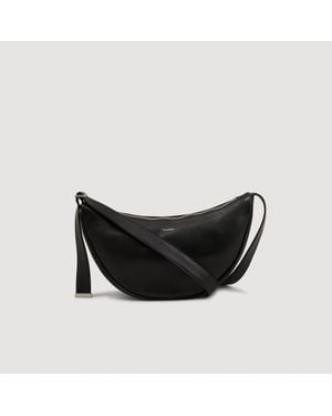 Sandro Small Leather Hobo Bag - Black