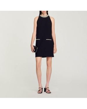 Sandro Rhinestone Dress - Black