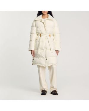 Sandro Quilted Mid-Length Puffer Jacket - Natural