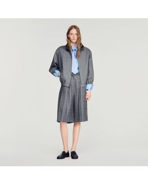 Sandro Check Wool Shorts - Blue