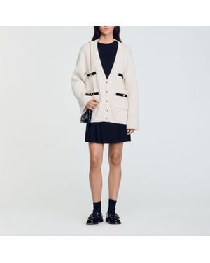Sandro Long Wool Cardigan - Black