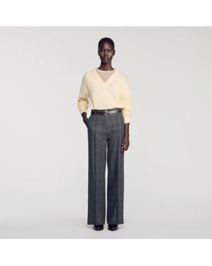 Sandro Checked Straight-Leg Pants - Blue