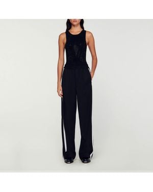 Sandro Rhinestone Bodysuit - Blue