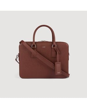 Sandro Reconstituted Leather Briefcase - Brown