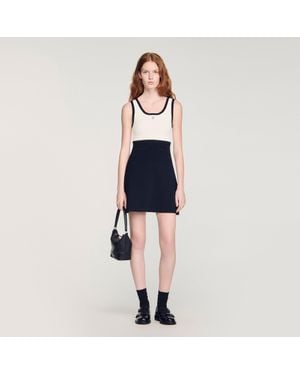 Sandro Two-Tone Knit Short Dress - Blue