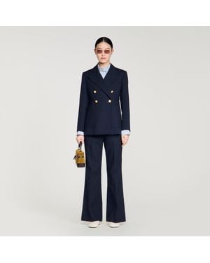 Sandro Slim-Fit Wool Suit Jacket - Blue