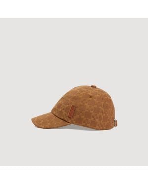 Sandro Denim Cap With Cross Motif - Brown