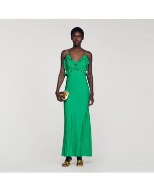 Sandro Maxi Dress With Straps - Green